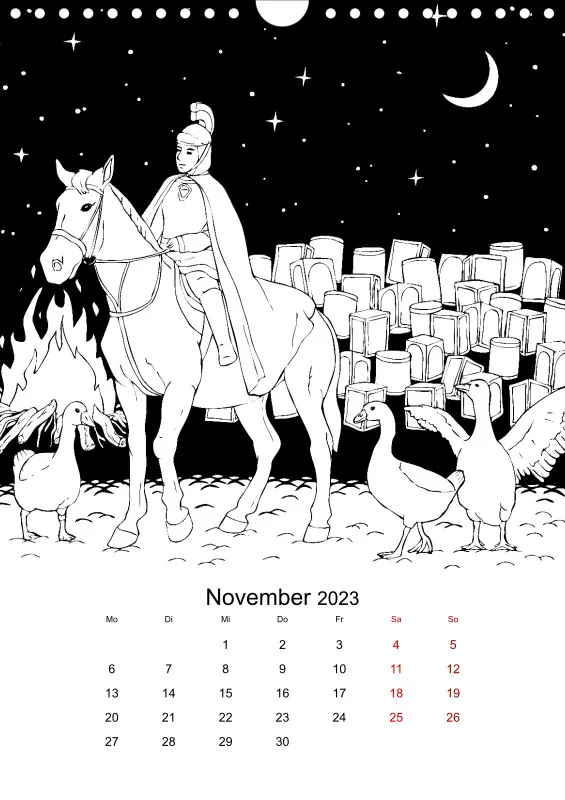 Jahreszeiten Kalender 2023 zum Ausmalen