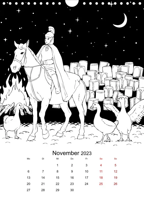 Jahreszeiten Kalender 2023 zum Ausmalen