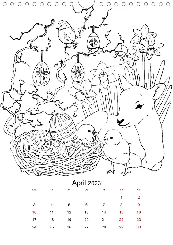 Jahreszeiten Kalender 2023 zum Ausmalen