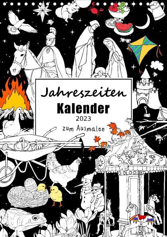 Jahreszeiten Kalender 2023 zum Ausmalen