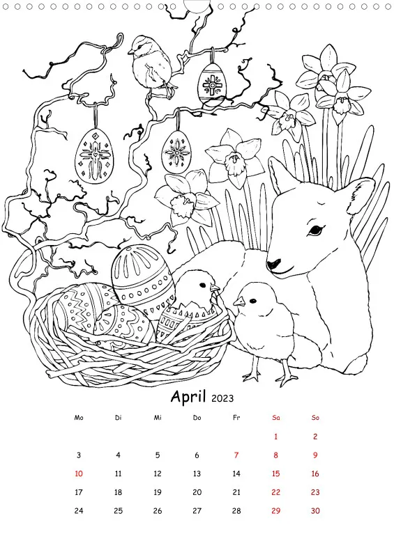 Jahreszeiten Kalender 2023 zum Ausmalen