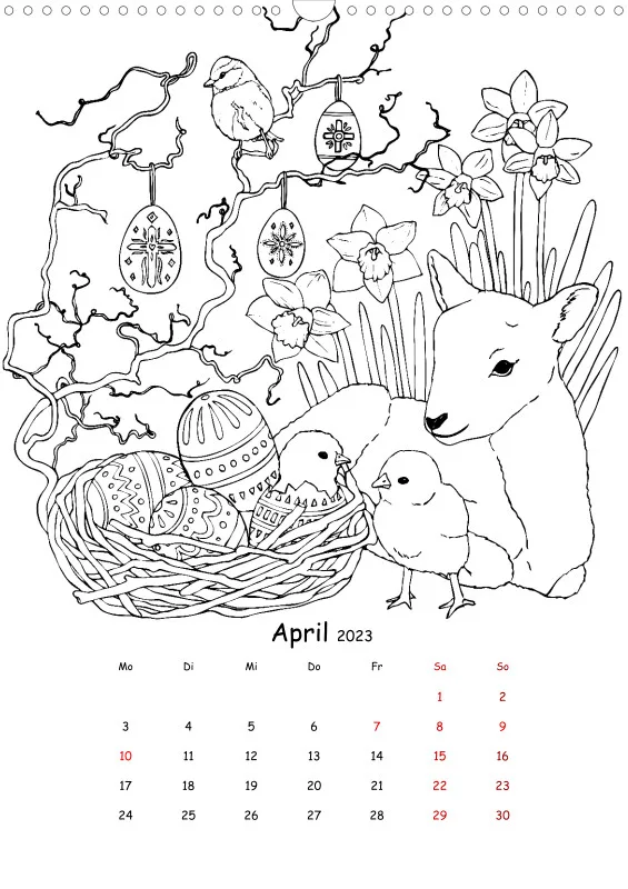 Jahreszeiten Kalender 2023 zum Ausmalen