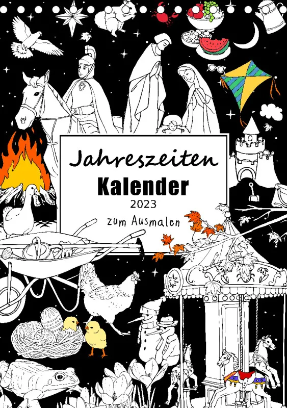 Jahreszeiten Kalender 2023 zum Ausmalen