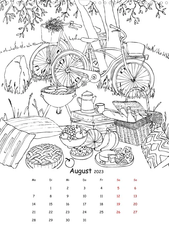 Jahreszeiten Kalender 2023 zum Ausmalen