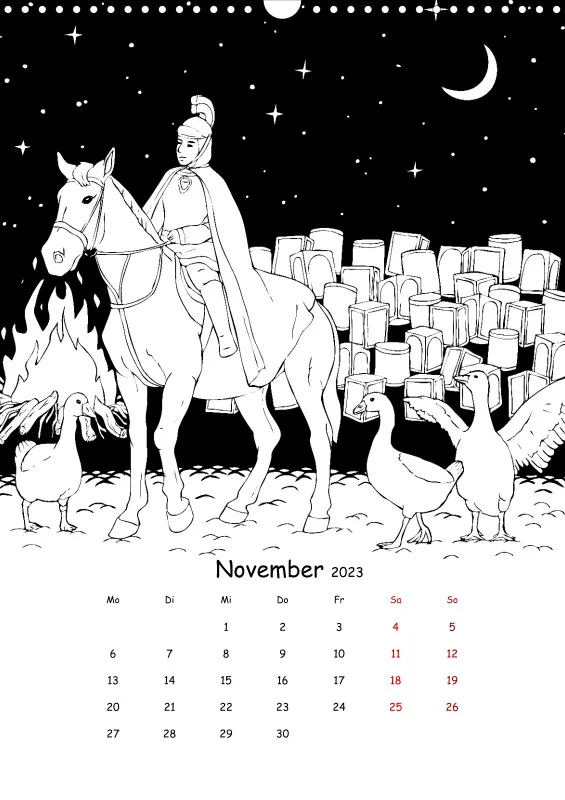 Jahreszeiten Kalender 2023 zum Ausmalen