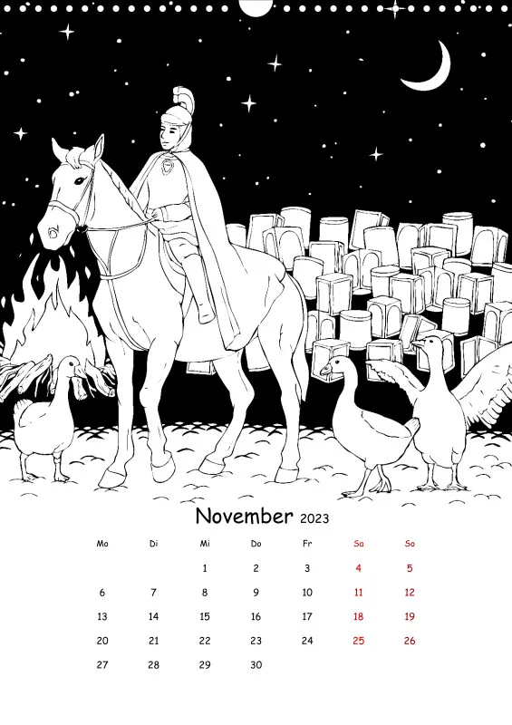Jahreszeiten Kalender 2023 zum Ausmalen