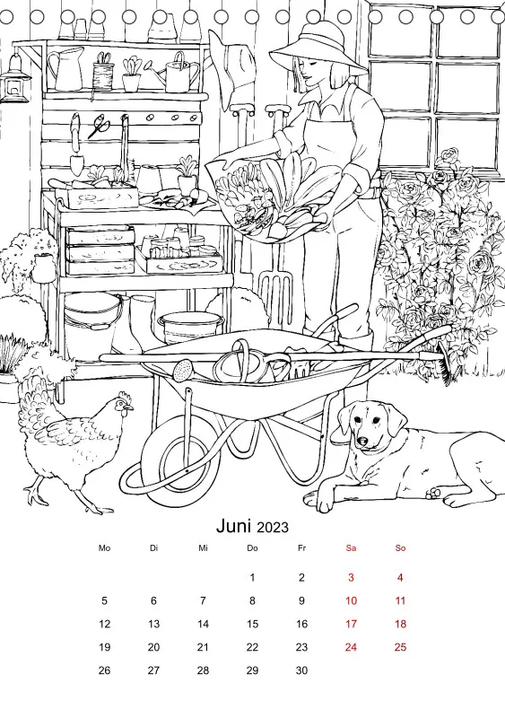 Jahreszeiten Kalender 2023 zum Ausmalen