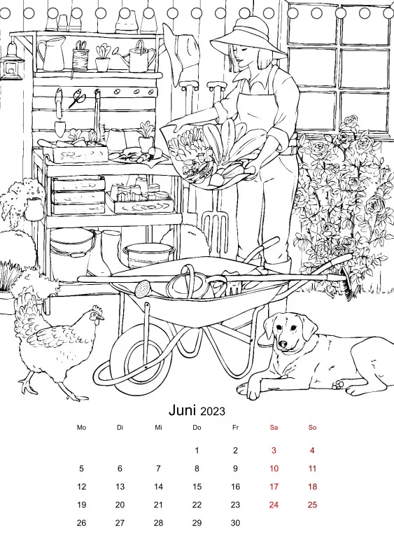 Jahreszeiten Kalender 2023 zum Ausmalen