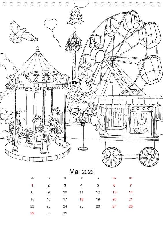 Jahreszeiten Kalender 2023 zum Ausmalen