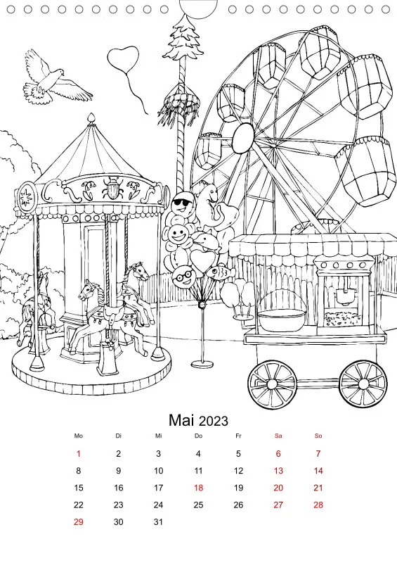 Jahreszeiten Kalender 2023 zum Ausmalen
