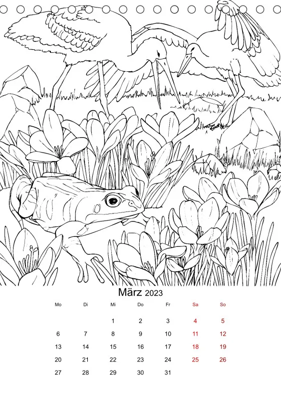 Jahreszeiten Kalender 2023 zum Ausmalen