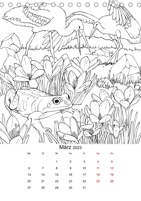 Jahreszeiten Kalender 2023 zum Ausmalen