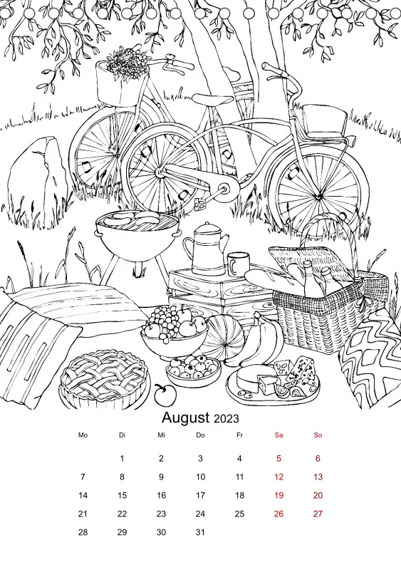 Jahreszeiten Kalender 2023 zum Ausmalen