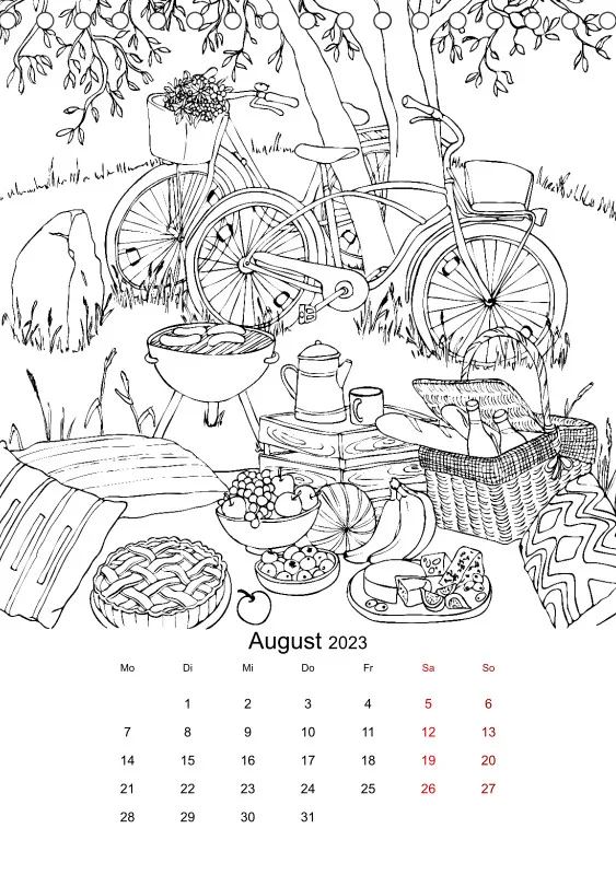 Jahreszeiten Kalender 2023 zum Ausmalen