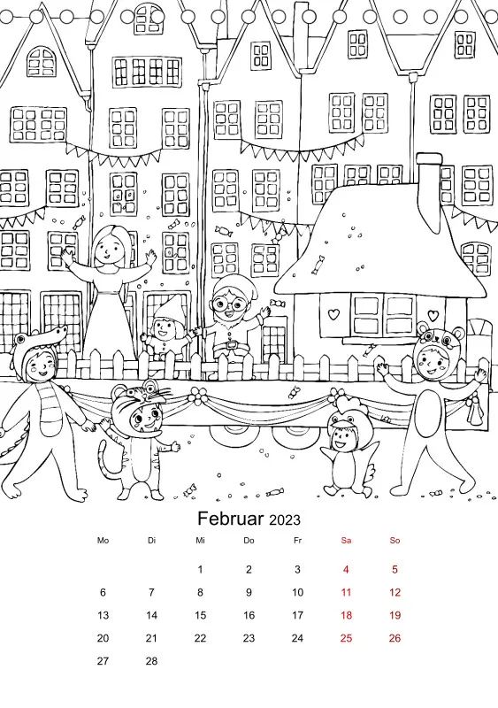 Jahreszeiten Kalender 2023 zum Ausmalen