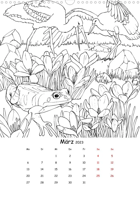 Jahreszeiten Kalender 2023 zum Ausmalen