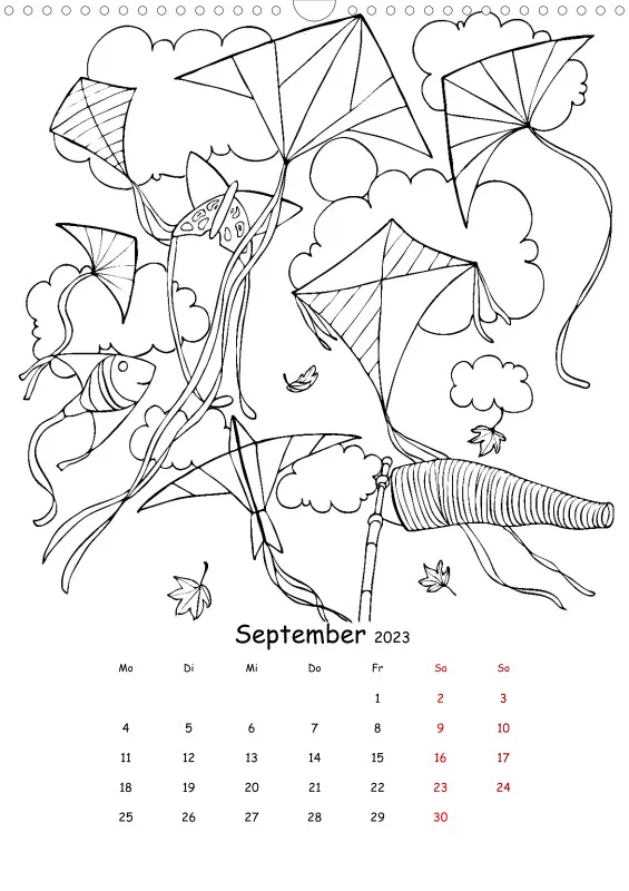 Jahreszeiten Kalender 2023 zum Ausmalen