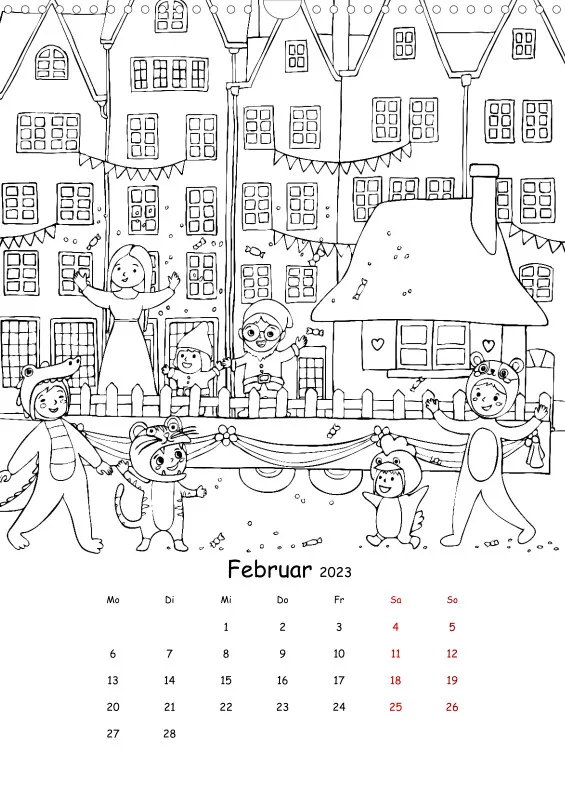 Jahreszeiten Kalender 2023 zum Ausmalen
