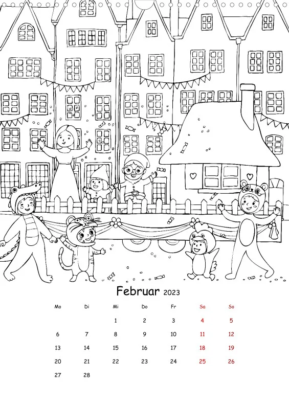 Jahreszeiten Kalender 2023 zum Ausmalen