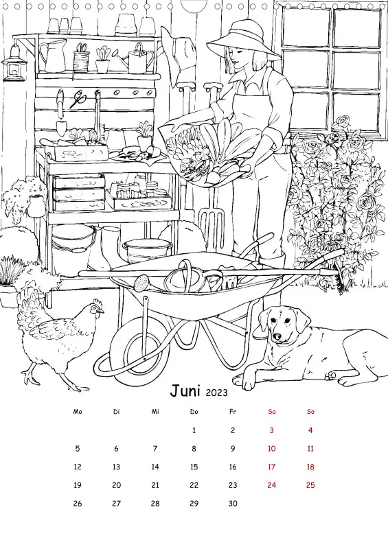 Jahreszeiten Kalender 2023 zum Ausmalen