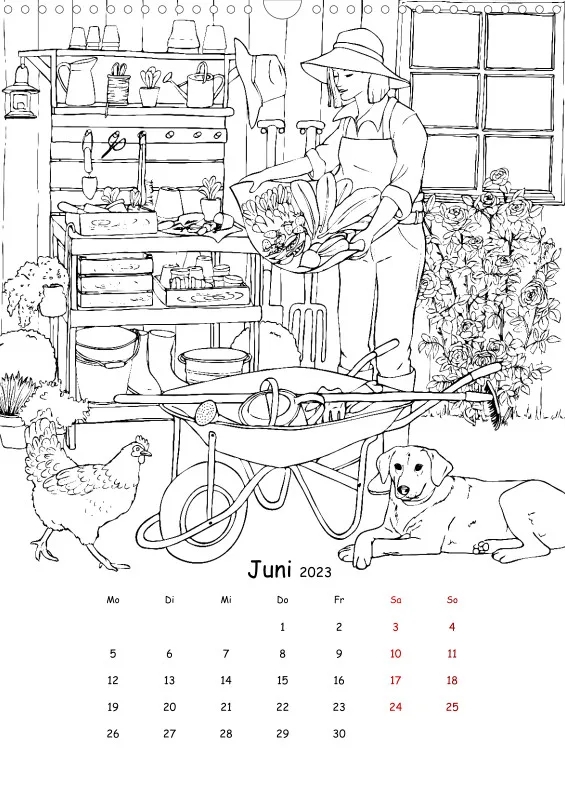 Jahreszeiten Kalender 2023 zum Ausmalen