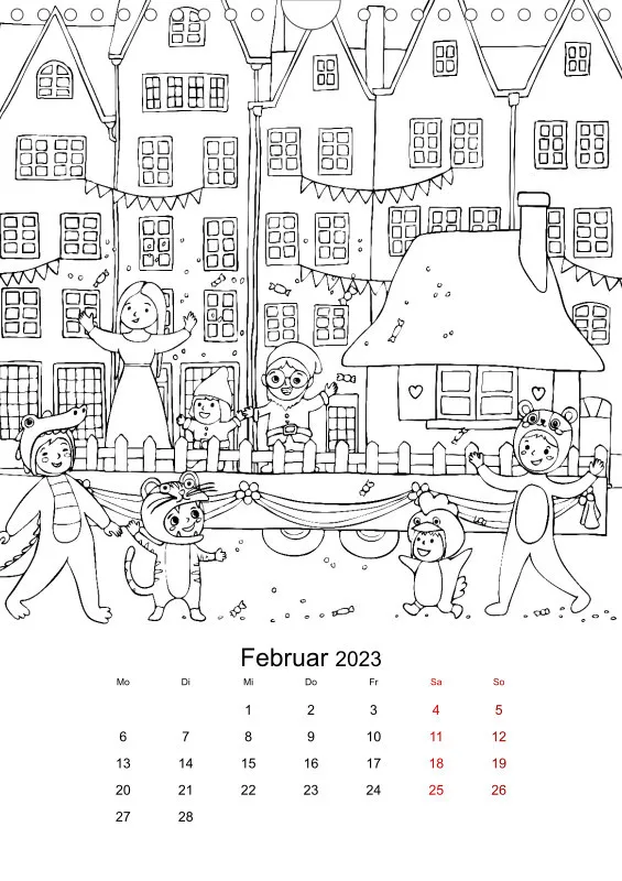 Jahreszeiten Kalender 2023 zum Ausmalen