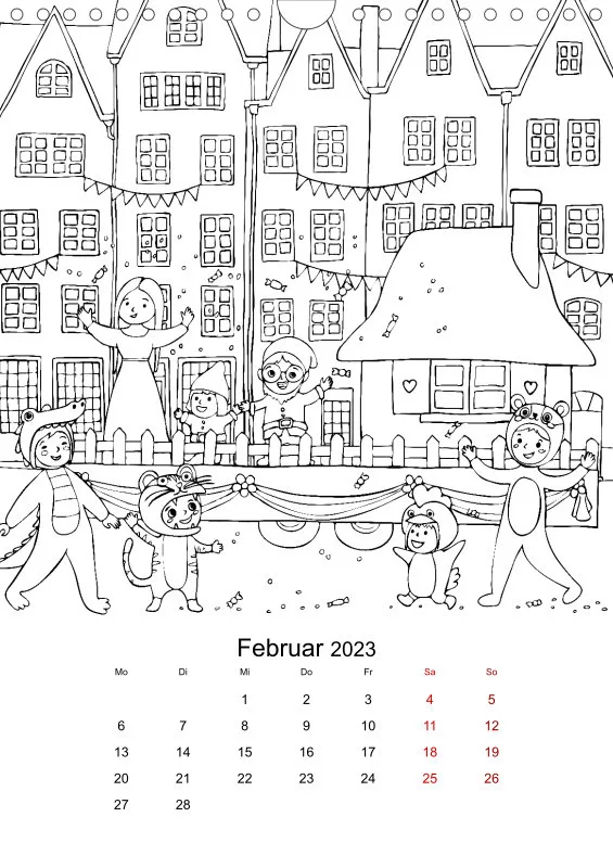 Jahreszeiten Kalender 2023 zum Ausmalen