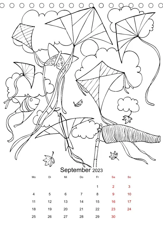 Jahreszeiten Kalender 2023 zum Ausmalen