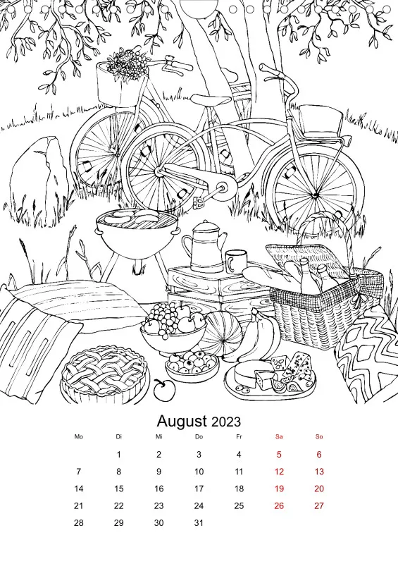 Jahreszeiten Kalender 2023 zum Ausmalen