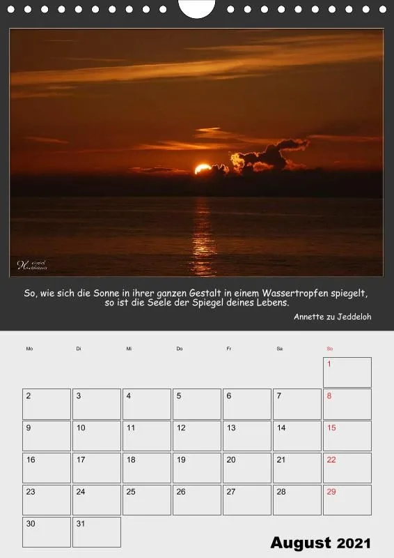 Holistic Arts Sonnenuntergang Termin-Kalender 2021 - Sonnenuntergang
