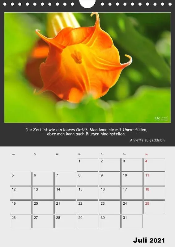 Holistic Arts Blumen-Termin-Kalender 2021 - Lächeln der Erde