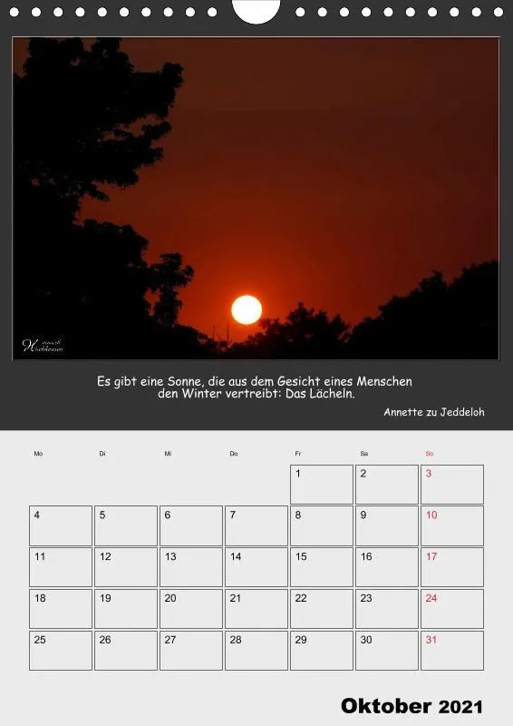 Holistic Arts Sonnenuntergang Termin-Kalender 2021 - Sonnenuntergang
