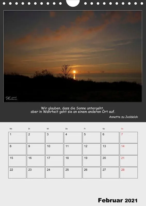 Holistic Arts Sonnenuntergang Termin-Kalender 2021 - Sonnenuntergang