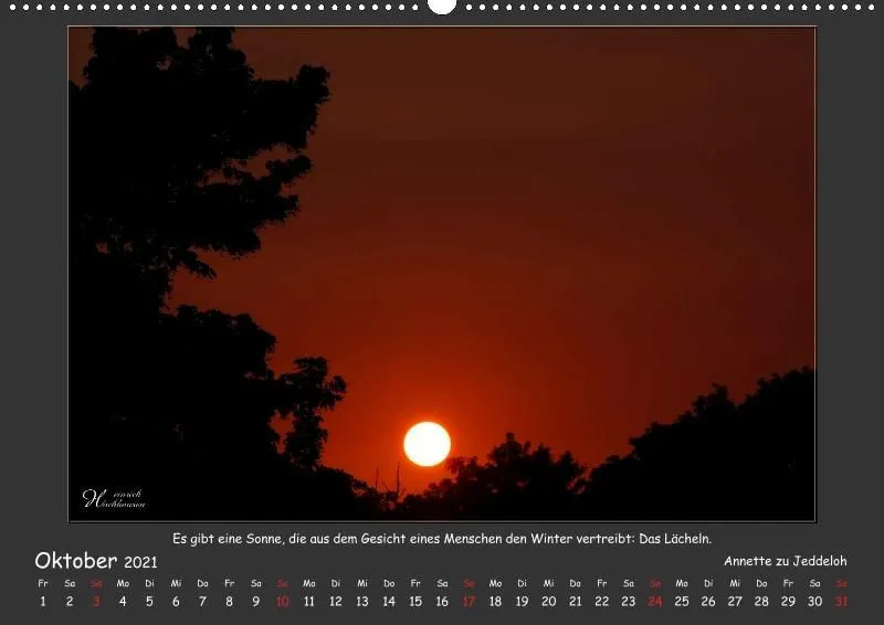 Holistic Arts Sonnenuntergang Kalender 2021 - Sonnenuntergang A2