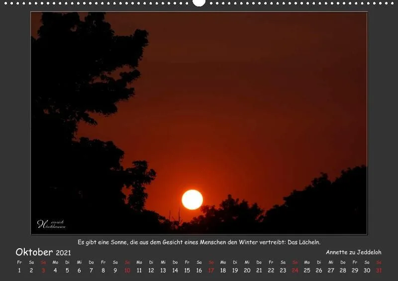 Holistic Arts Sonnenuntergang Kalender 2021 - Sonnenuntergang A2