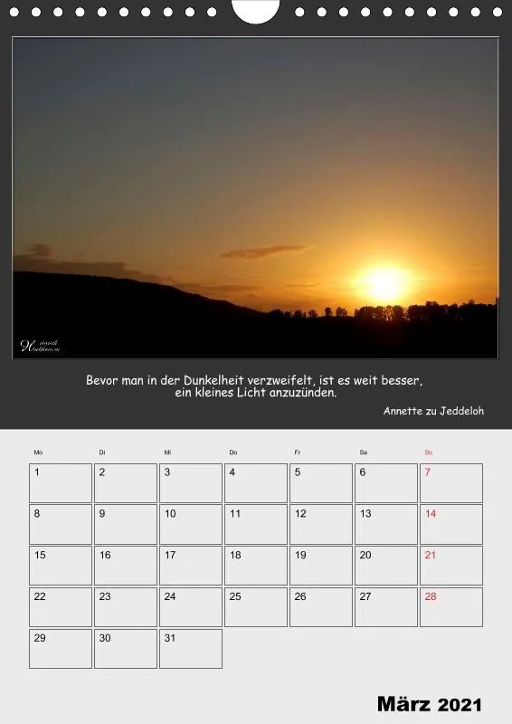 Holistic Arts Sonnenuntergang Termin-Kalender 2021 - Sonnenuntergang