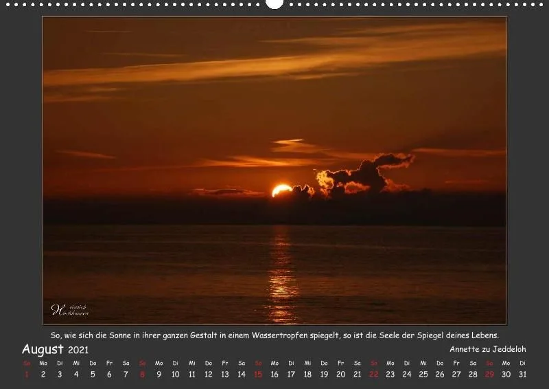 Holistic Arts Sonnenuntergang Kalender 2021 - Sonnenuntergang A2