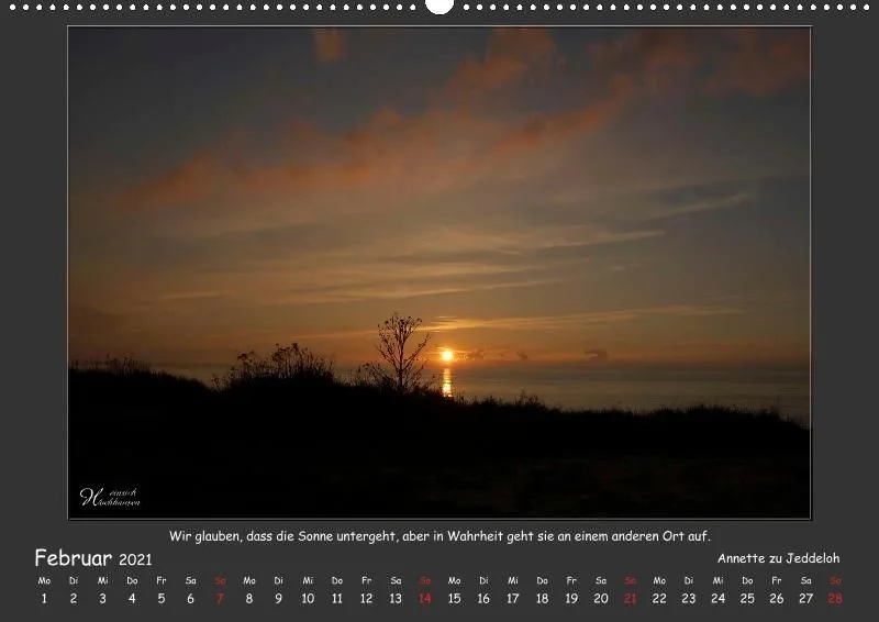 Holistic Arts Sonnenuntergang Kalender 2021 - Sonnenuntergang A2