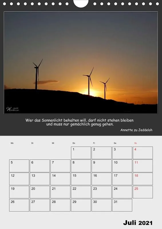Holistic Arts Sonnenuntergang Termin-Kalender 2021 - Sonnenuntergang