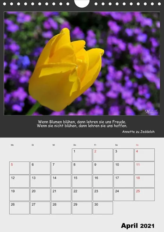 Holistic Arts Blumen-Termin-Kalender 2021 - Lächeln der Erde