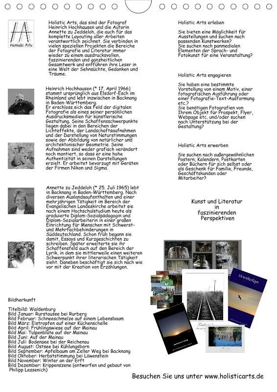 Holistic Arts Jahreszeiten Termin-Kalender 2021 - Jahreszeiten