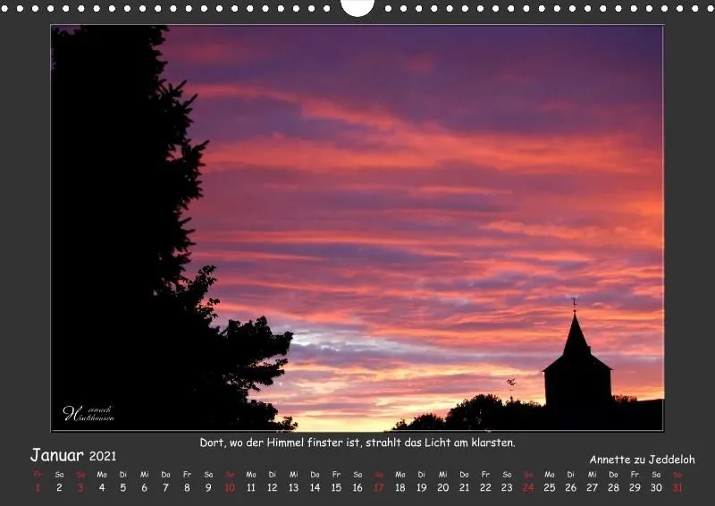 Holistic Arts Sonnenuntergang Kalender 2021 - Sonnenuntergang A3