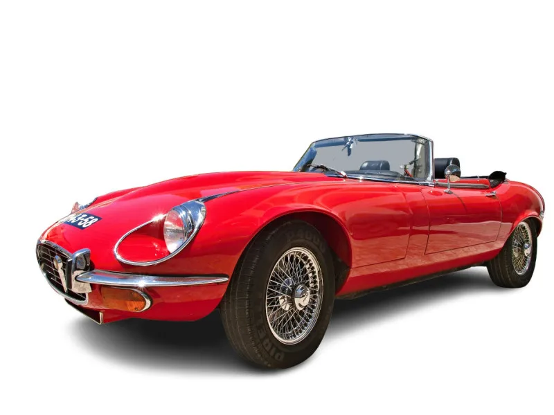 Rotes Jaguar E Type Cabrio