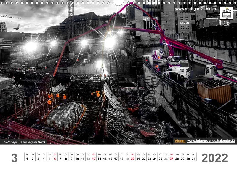 Stuttgart 21 Videokalender A3 2022 300DPI