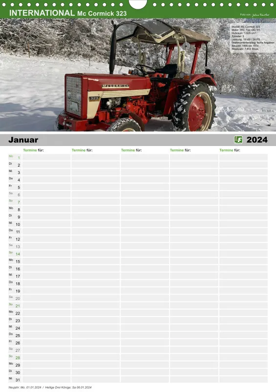 Familienkalender 2024 / 5 Spalten