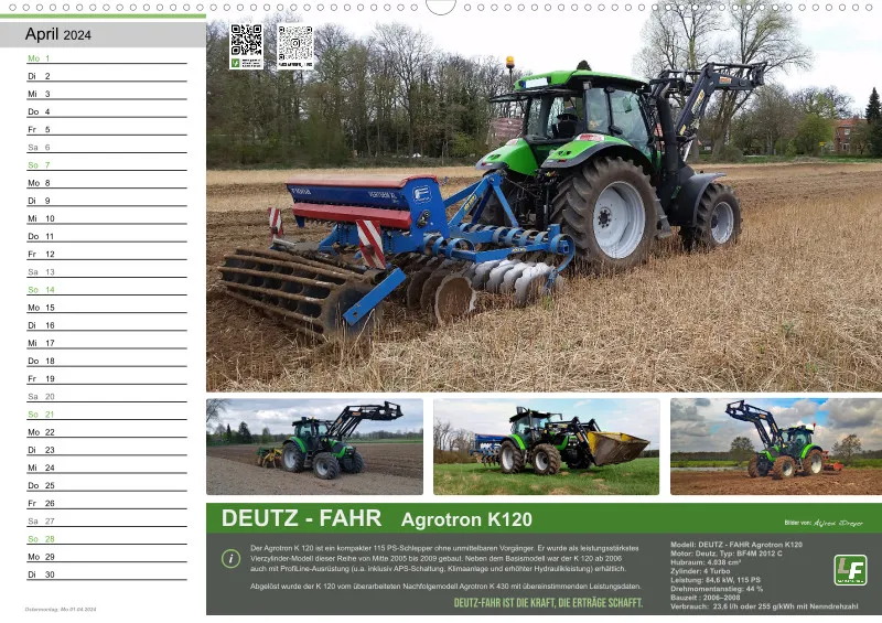 Landtechnik-Kalender 2024 / A2 Quer mit Terminfeld