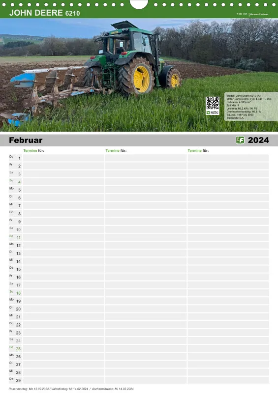 Familienkalender 2024 / 3 Spalten