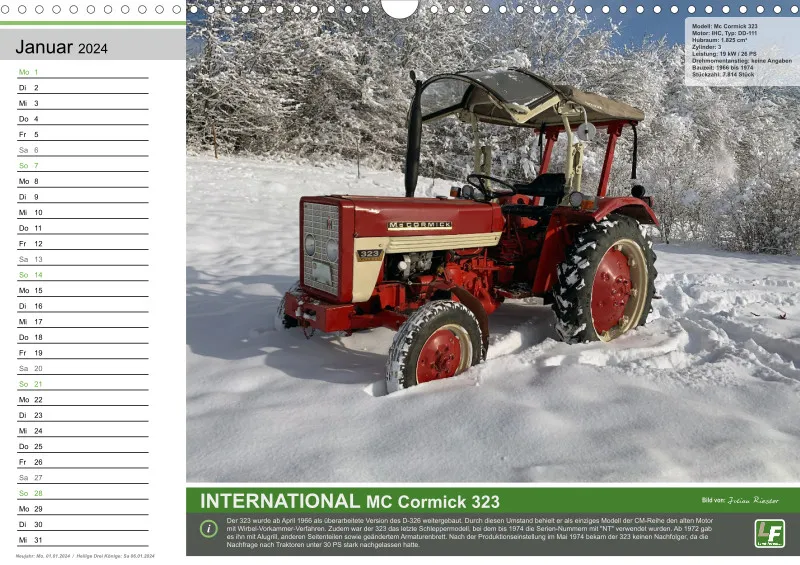 Landtechnik-Kalender 2024 / DIN-A3, Quer mit Terminfeld