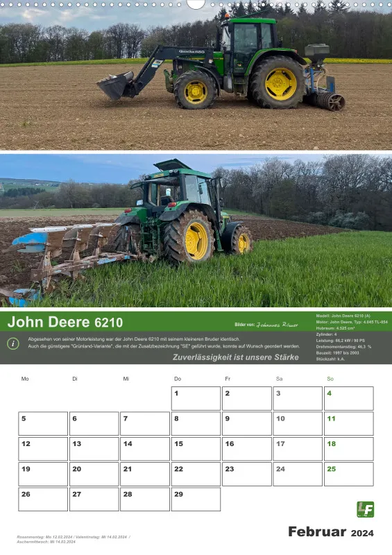 Landtechnik-Kalender 2024 / DIN-A2 Hochformat mit Terminfeld