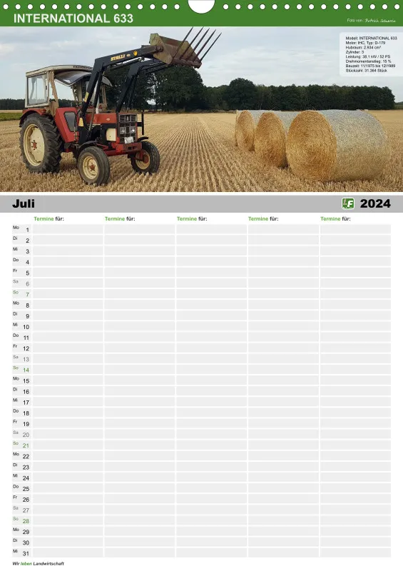 Familienkalender 2024 / 5 Spalten